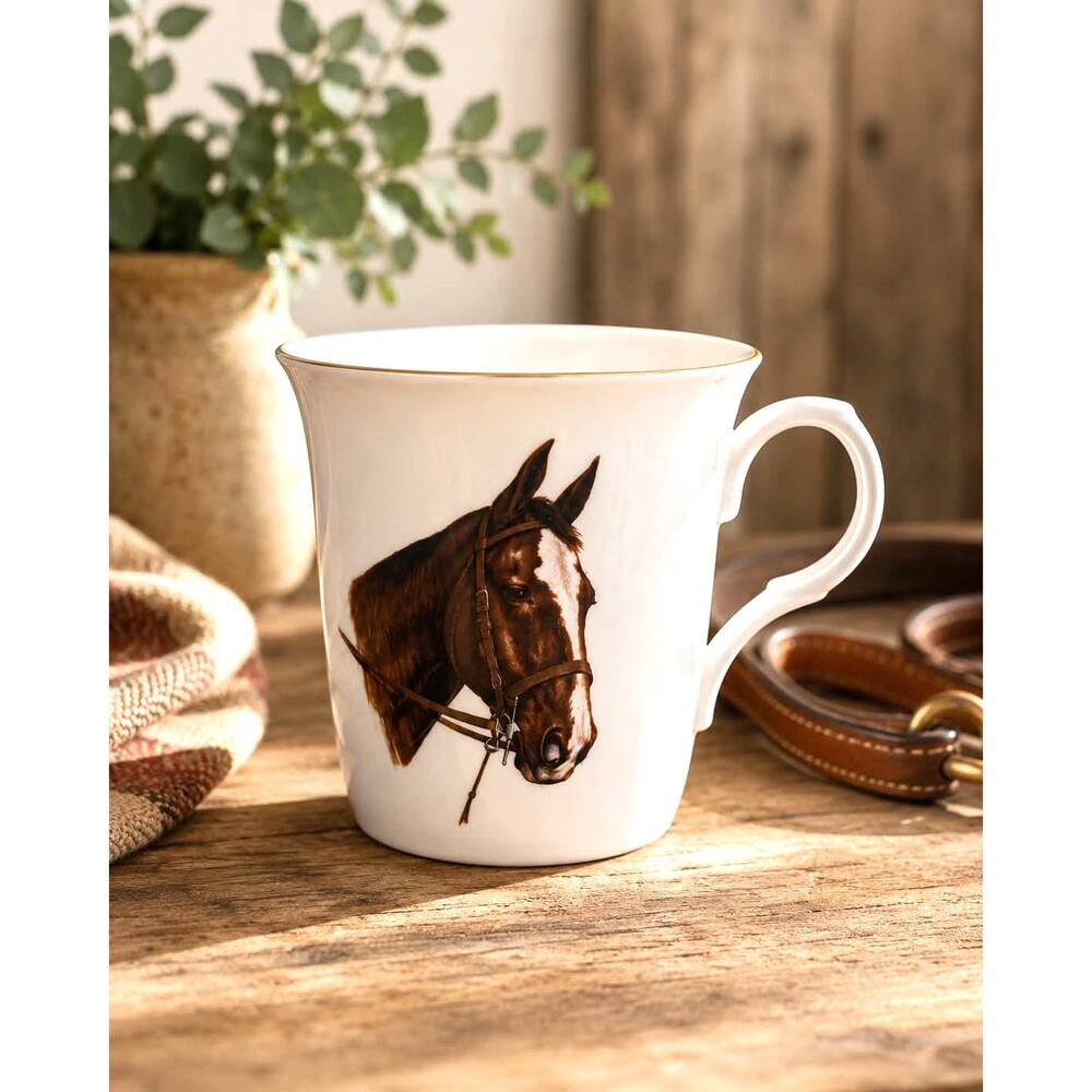 Vintage Crown Trent Fine Bone China Horse Mug Staffordshire England Equestrian